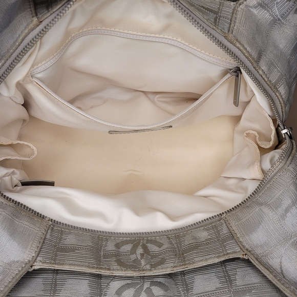 Chanel Metallic Gray Line Handbag With Certificate Of Authenticity - Picture 10 of 16